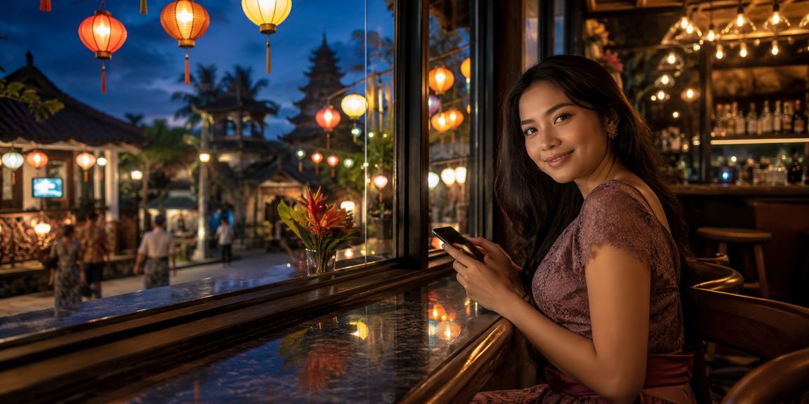 Pengguna mengecek hadiah casino di ponsel sambil duduk di kafe Vietnam