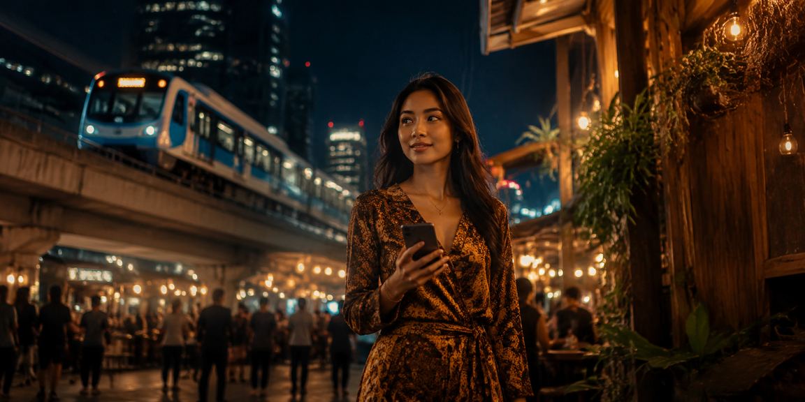 Pengguna mengakses eropa4d dari ponsel sambil menikmati kopi di cafe